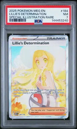 2025 POKEMON MEG SPECIAL ILLUSTRATION RARE #184 LILLIE'S DETERMINATION PSA 7 - Image 1