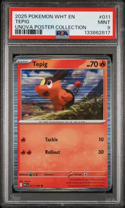 2025 POKEMON WHT EN-WHITE FLARE UNOVA POSTER COLLECTION #011 TEPIG PSA 9 - Image 1