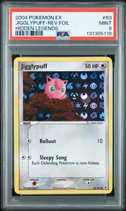2004 POKEMON EX HIDDEN LEGENDS #63 JIGGLYPUFF-REVERSE FOIL PSA 9 - Image 1
