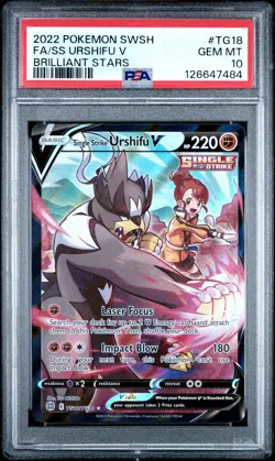 2022 POKEMON SWSH BRILLIANT STARS #TG18 FULL ART/SINGLE STRIKE URSHIFU V PSA 10 - Image 1