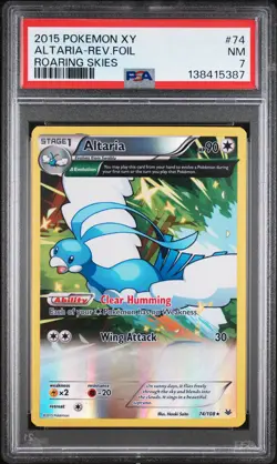 2015 POKEMON XY ROARING SKIES #74 ALTARIA-REVERSE FOIL PSA 7 - Image 1
