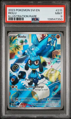2023 POKEMON SVI EN-SCARLET & VIOLET ILLUSTRATION RARE #215 RIOLU PSA 9 - Image 1