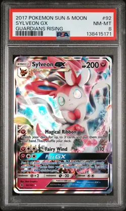 2017 POKEMON SUN & MOON GUARDIANS RISING #92 SYLVEON GX PSA 8 - Image 1