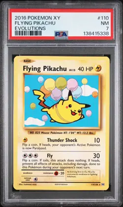 2016 POKEMON XY EVOLUTIONS #110 FLYING PIKACHU PSA 7 - Image 1