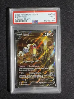 2023 POKEMON SWORD & SHIELD CROWN ZENITH #GG36 FULL ART/ENTEI V PSA 9 - Image 1