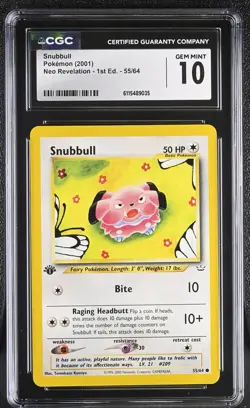 CGC GEM MINT 10 Pokemon Snubbull 55/64 2001 Neo Revelation 1st Edition - Image 1