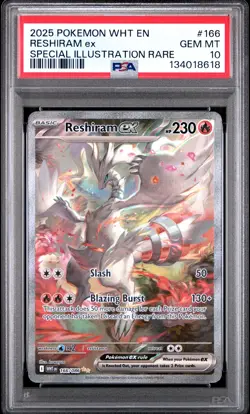 2025 POKEMON WHT EN-WHITE FLARE SPECIAL ILLUSTRATION RARE RESHIRAM EX PSA 10 - Image 1