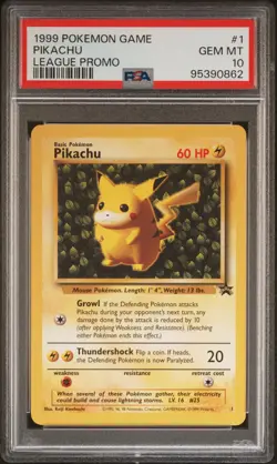 1999 POKEMON LEAGUE PROMO #1 PIKACHU PSA 10 - Image 1