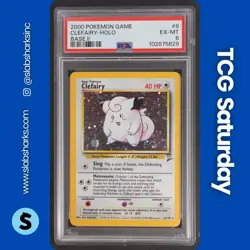 2000 POKEMON SET 2 #6/130 CLEFAIRY HOLO PSA 6 - Image 1