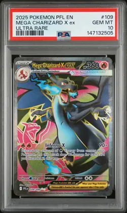 2025 POKEMON PFL EN-PHANTASMAL FLAMES ULTRA RARE #109 MEGA CHARIZARD X EX PSA 10 - Image 1
