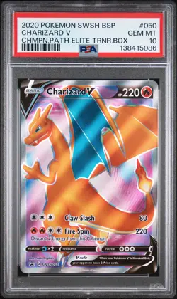 2020 POKEMON SWSH PROMO CHAMPION'S PATH ETB #050 CHARIZARD V PSA 10 - Image 1