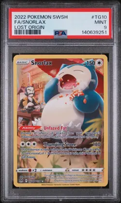 2022 POKEMON SWORD & SHIELD LOST ORIGIN #TG10 FULL ART/SNORLAX PSA 9 - Image 1