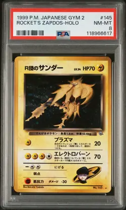 1999 POKEMON JPN GYM 2 #145 ROCKET'S ZAPDOS-HOLO PSA 8 - Image 1