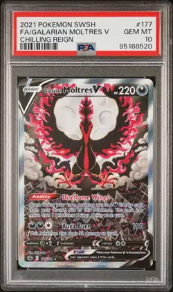2021 POKEMON SWORD & SHIELD CHILLING REIGN FULL ART/GALARIAN MOLTRES V PSA 10 - Image 1
