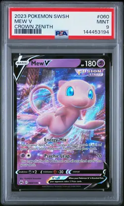 2023 POKEMON SWORD & SHIELD CROWN ZENITH #060 MEW V PSA 9 - Image 1