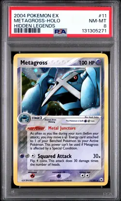 2004 POKEMON EX HIDDEN LEGENDS #11 METAGROSS-HOLO PSA 8 - Image 1