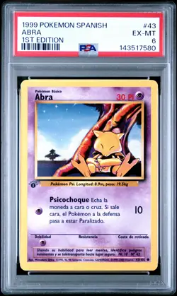 1999 POKEMON SPANISH 1ST EDITION #43 ABRA PSA 6 - Image 1