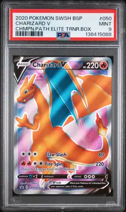 2020 POKEMON SWSH PROMO CHAMPION'S PATH ETB #050 CHARIZARD V PSA 9 - Image 1