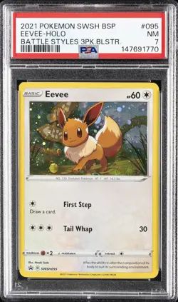 2021 POKEMON SWSH PROMO BATTLE STYLES THREE PACK BLISTERS #095 EEVEE-HOLO PSA 7 - Image 1