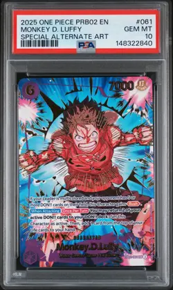 2025 ONE PIECE JAPANESE PRB02-SPECIAL ALTERNATE ART #061 MONKEY D. LUFFY PSA 10 - Image 1