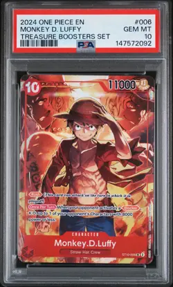 2024 ONE PIECE PROMOS TREASURE BOOSTERS SET #006 MONKEY D. LUFFY PSA 10 - Image 1
