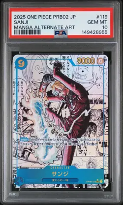 2025 ONE PIECE JAPANESE PRB02-PREMIUM BOOSTER MANGA ALT ART #119 SANJI PSA 10 - Image 1