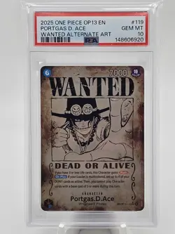 2025 One Piece OP13 Portgas D. Ace Wanted SP PSA 10 - Image 1