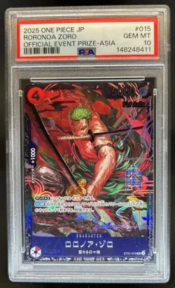 2025 One Piece Japanese Asia Official Event Prize Roronoa Zoro #ST21-015 PSA 10 - Image 1
