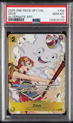 2025 ONE PIECE OP11-A FIST OF DIVINE SPEED ALTERNATE ART #106 ZEUS PSA 10 - Image 1