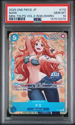 2025 ONE PIECE JPN MINI-TIN PACK SET VOL.2 KOUSHI ROKUSHIRO #112 NAMI PSA 10 - Image 1