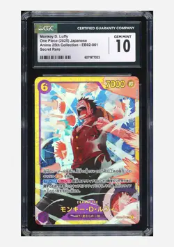 One Piece CGC 10 GEM MINT Monkey D Luffy SEC 2025 EB02-061 EB02 Japanese - Image 1