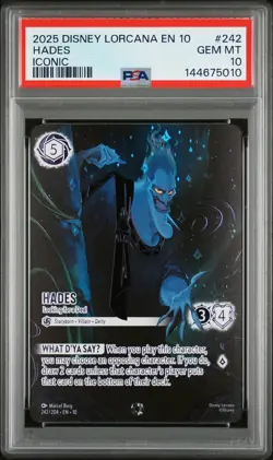 2025 DISNEY LORCANA WHISPERS IN THE WELL ICONIC HADES LOOKING FOR A DEAL PSA 10 - Image 1