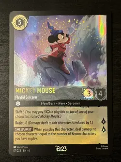 2024 DISNEY LORCANA EN RARE D23 MICKEY MOUSE - PLAYFUL SORCERER D23 Promo Lp+ - Image 1