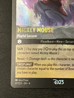 2024 DISNEY LORCANA EN RARE D23 MICKEY MOUSE - PLAYFUL SORCERER D23 Promo Lp+ - Image 5