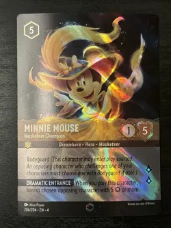 Disney Lorcana Musketeer Champion Minnie Mouse Card Enchanted 206/204 Foil - Image 1