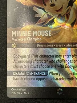 Disney Lorcana Musketeer Champion Minnie Mouse Card Enchanted 206/204 Foil - Image 5