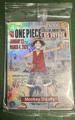 Bandai Namco One Piece Card Game Monkey.D.Luffy US Voyage Promo Holo P-055 - Image 1