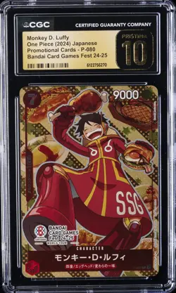 2024 ONE PIECE JPN PROMO BANDAI CARD GAMES FEST MONKEY D. LUFFY CGC 10 PRISTINE - Image 1