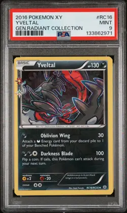 2016 POKEMON XY GENERATIONS RADIANT COLLECTION #RC16 YVELTAL PSA 9 - Image 1