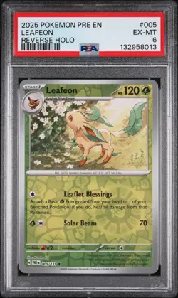 2025 POKEMON PRE EN-PRISMATIC EVOLUTIONS REVERSE HOLO #005 LEAFEON PSA 6 - Image 1