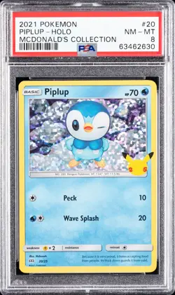 2021 POKEMON MCDONALD'S COLLECTION #20 PIPLUP-HOLO PSA 8 - Image 1