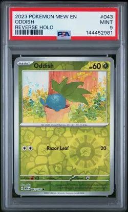 2023 POKEMON MEW EN-151 REVERSE HOLO #043 ODDISH PSA 9 - Image 1