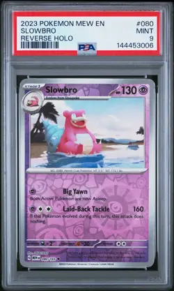 2023 POKEMON MEW EN-151 REVERSE HOLO #080 SLOWBRO PSA 9 - Image 1