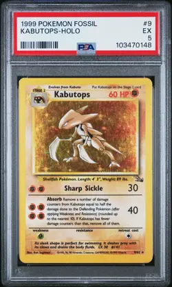 1999 POKEMON FOSSIL #9 KABUTOPS-HOLO PSA 5 - Image 1