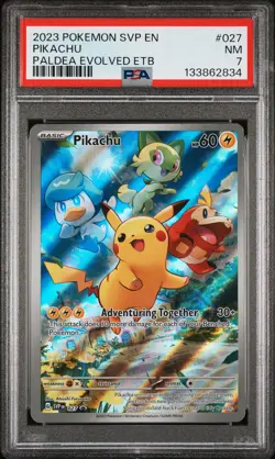 2023 POKEMON SVP EN-SV BLACK STAR PROMO #027 PIKACHU PSA 7 - Image 1