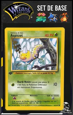 Aspicot 69/102 Edition 1 Ed 1 Set De Base Wizards Carte Pokemon FR - Image 1