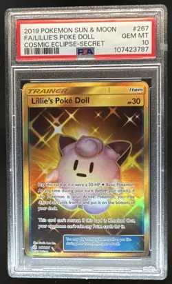 2019 Pokemon SM Cosmic Eclipse Lillie's Poke Doll Secret Rare #267/236 PSA 10 - Image 1