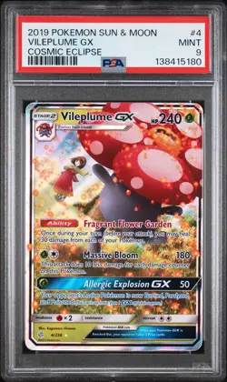 2019 POKEMON SUN & MOON COSMIC ECLIPSE #4 VILEPLUME GX PSA 9 - Image 1