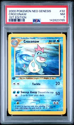 2000 POKEMON NEO GENESIS 1ST EDITION #32 CROCONAW PSA 7 - Image 1