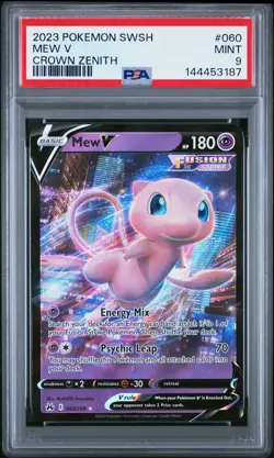 2023 POKEMON SWORD & SHIELD CROWN ZENITH #060 MEW V PSA 9 - Image 1